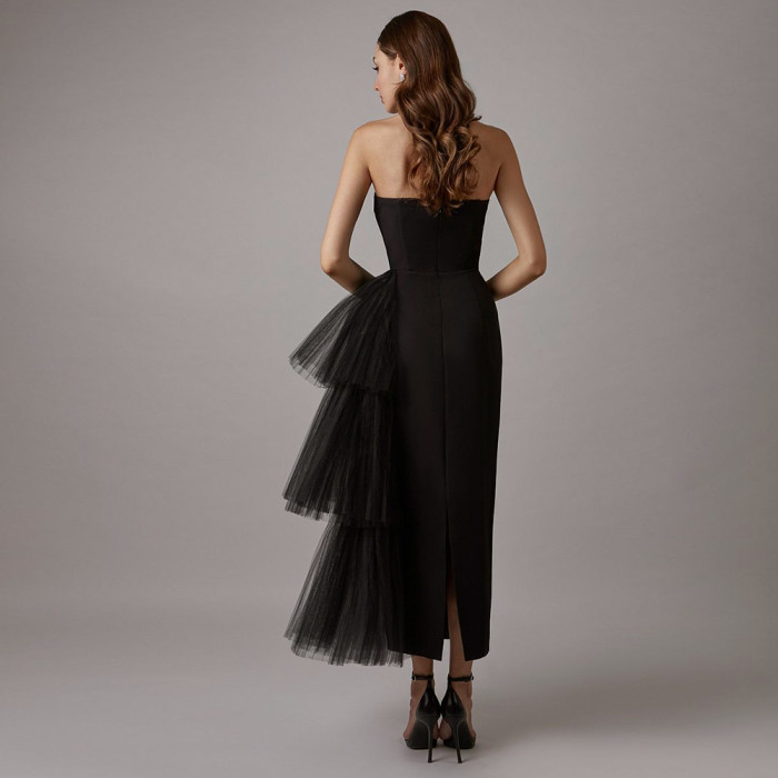 Elegant Strapless Asymmetric Sexy Backless Sleeveless Party Dress
