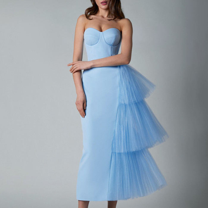 Elegant Strapless Asymmetric Sexy Backless Sleeveless Party Dress