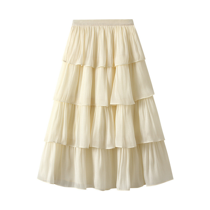 Women's Casual Fashion Stitching High Elastic Waist Solid Color  Skirts