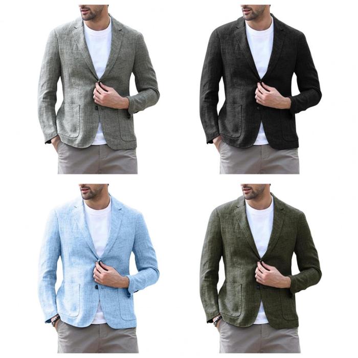 Fashion Men's Casual Slim Long Sleeve Single Breasted Pocket Blazer