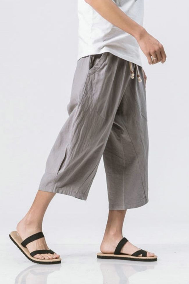 Men's Stylish Casual Linen Wide Leg Drop Crotch Jogger Pants