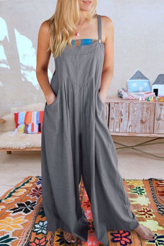 Fashion Sleeveless Tie Chic Casual Cotton Jumpsuit
