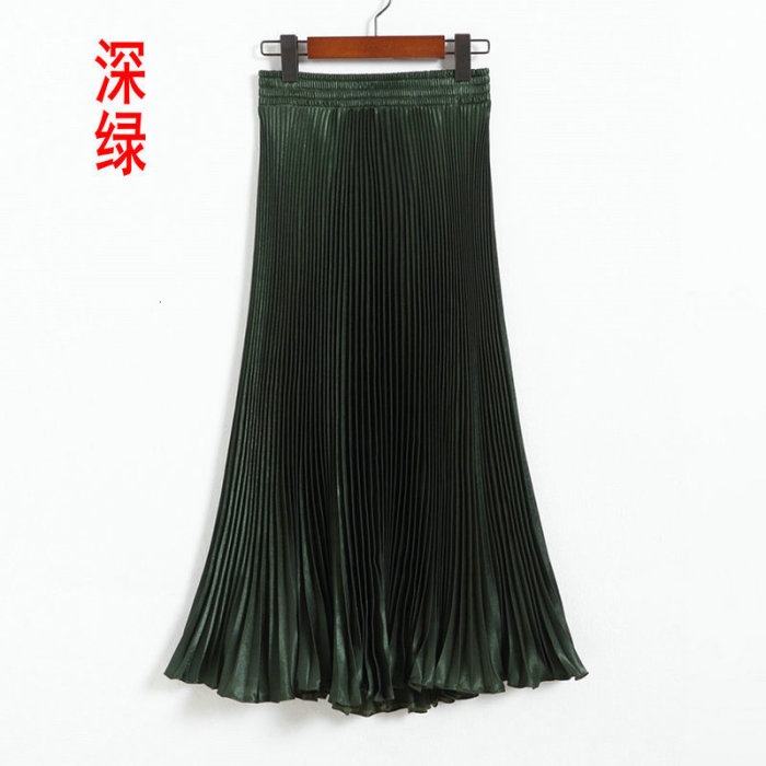 Fashion Casual Elastic High Waist Summer Women's Fashion Pleated Skirt