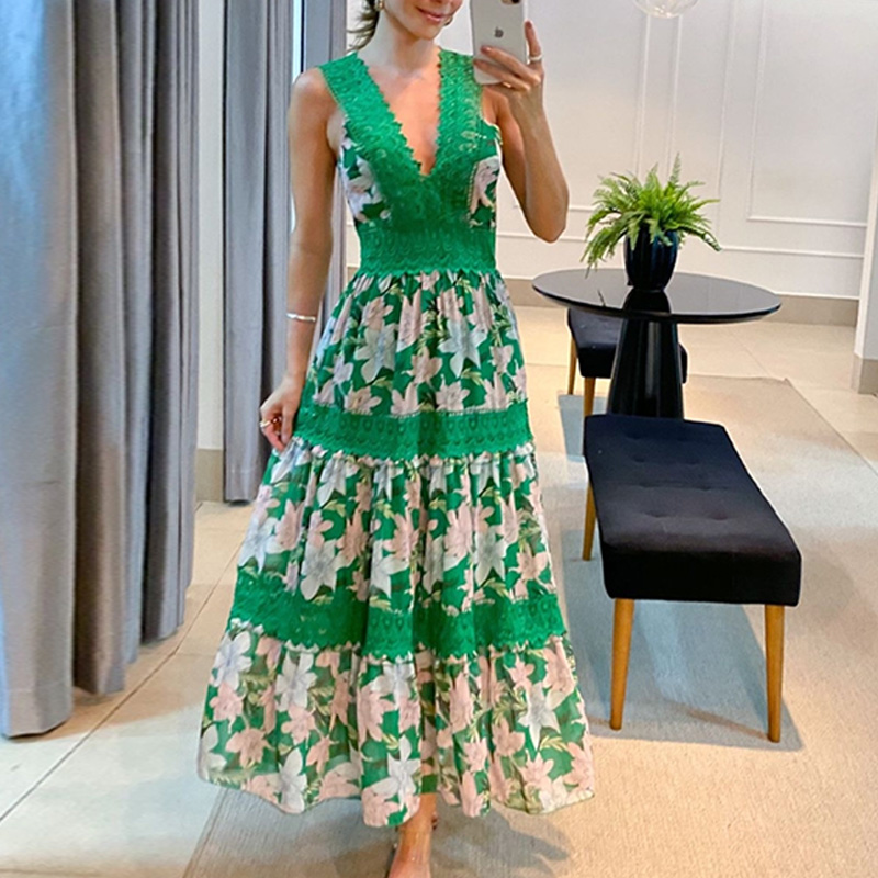Women's Boho Mardi Gras Fleur-de-Lis Maxi Dress - Sleeveless V-Neck Summer  Beach Sundress Marti Gras Dress Women