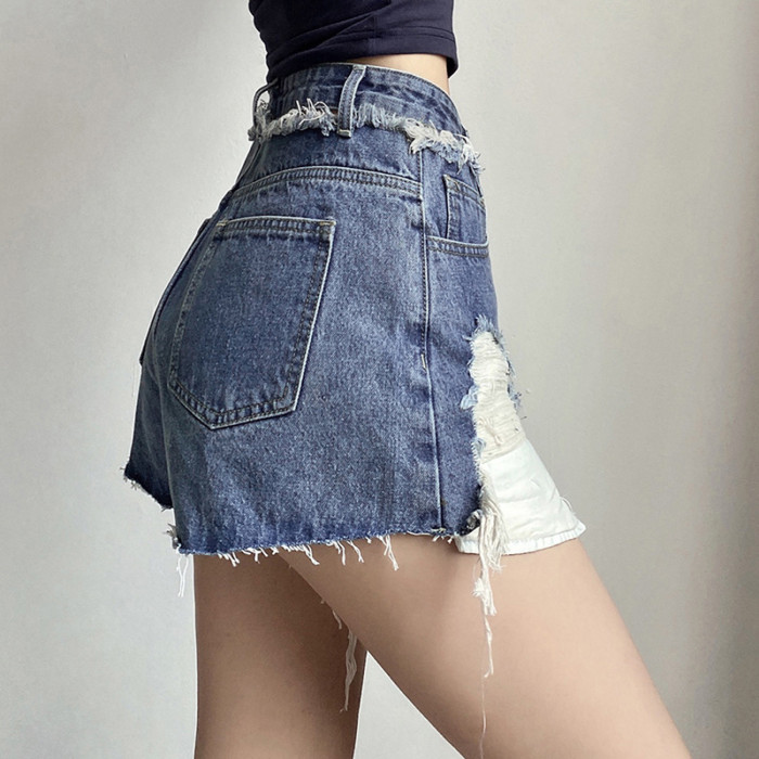 Women's Sexy Street Fashion High Waist Washed Denim Shorts
