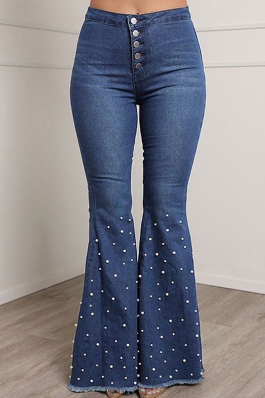 Fashion Casual Stretch Wide Leg Lift Hip Skinny Flared Jeans