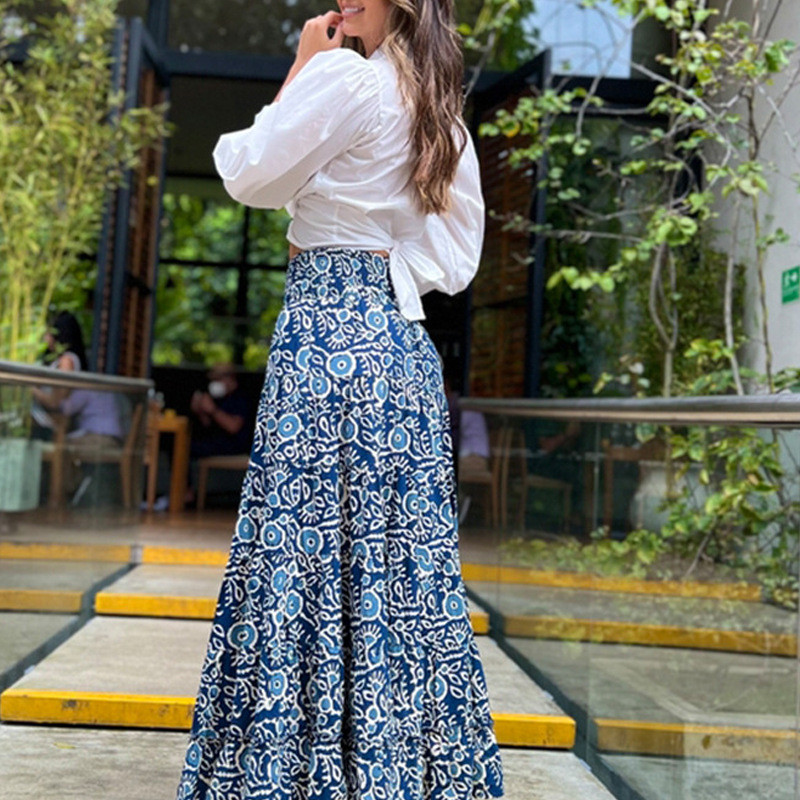 Women's Fashion Temperament Solid Color Shirt Casual  Maxi Dress Set