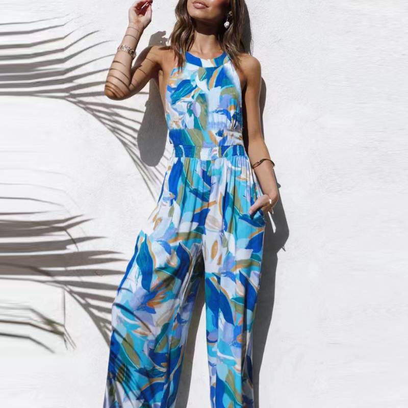 Printed Chic Straight Party Elegant Sleeveless Party Jumpsuit