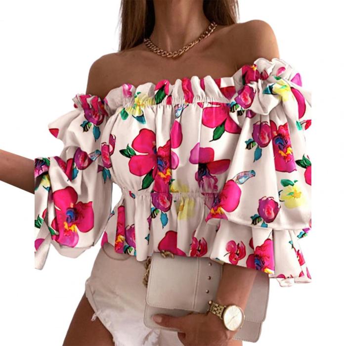 Off Shoulder Layered Top Colorful Pleated Bell Sleeve Date Top Shirt