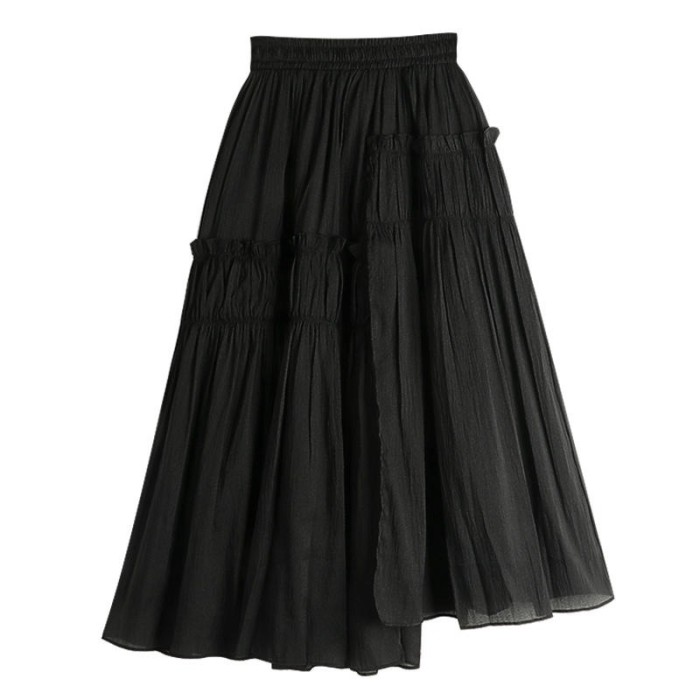 Women's Fashion Elegant A-Line Swing Mesh High Waist Skirt