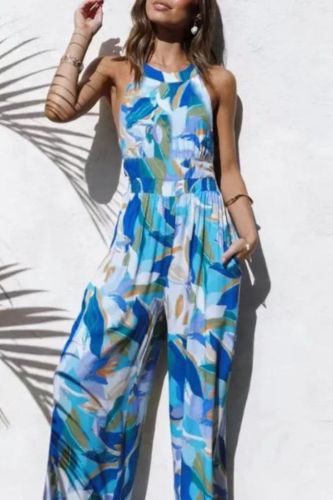 Printed Chic Straight Party Elegant Sleeveless Party Jumpsuit