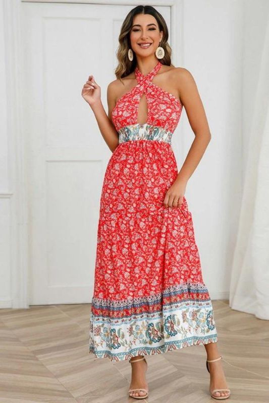 Summer Fashion Sleeveless A-Line Vintage Maxi Dress