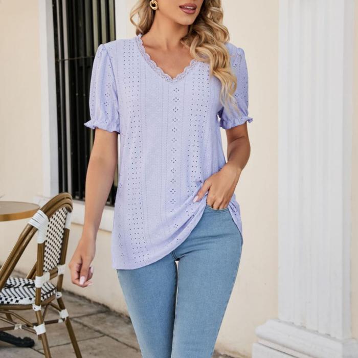 Women Loose Chic V Neck T-shirt