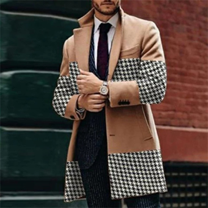 Fashion Men's Solid Color Single Breasted Lapel Casual Outerwear