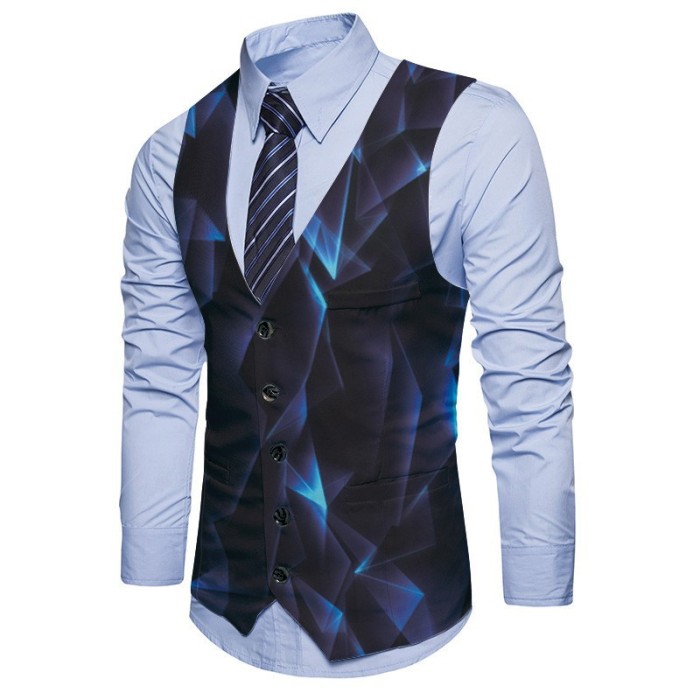 New Print Plaid Men's Business Casual Suit Vest