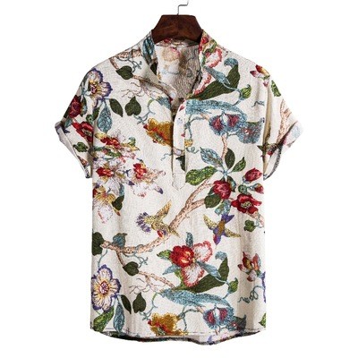 New Men's Floral Short-sleeved T shirt