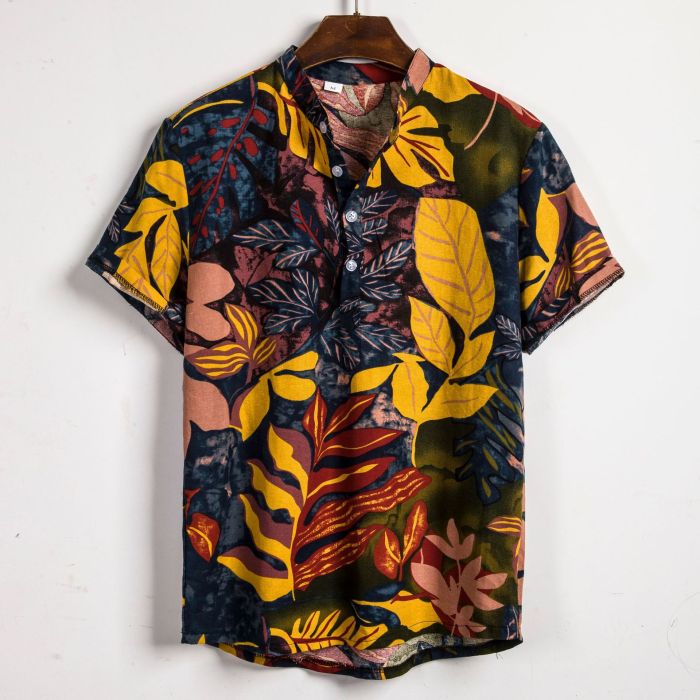 New Men's Floral Short-sleeved T shirt