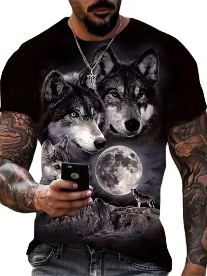 Men's Casual Round Neck Short Sleeve Printed  T Shirts