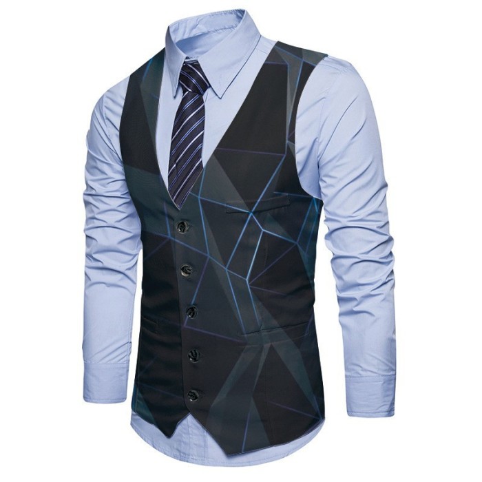 New Print Plaid Men's Business Casual Suit Vest
