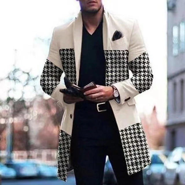 Fashion Men's Solid Color Single Breasted Lapel Casual Outerwear