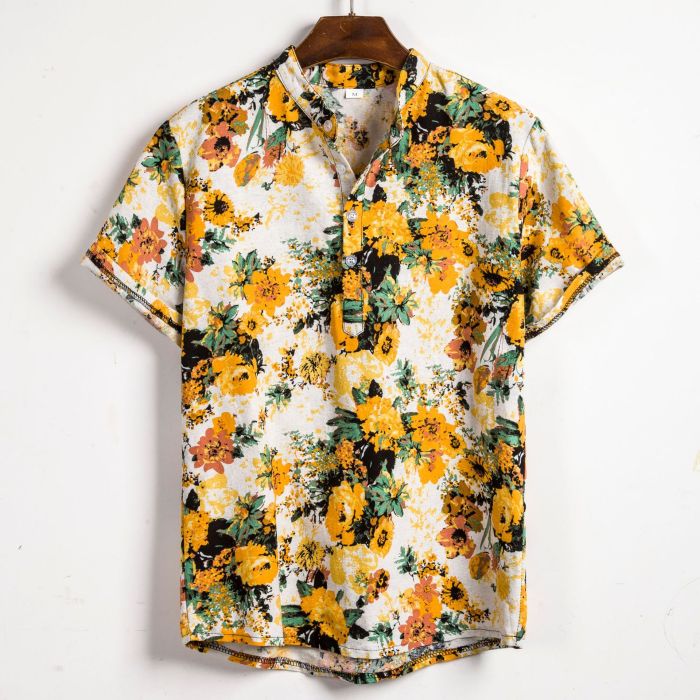 New Men's Floral Short-sleeved T shirt