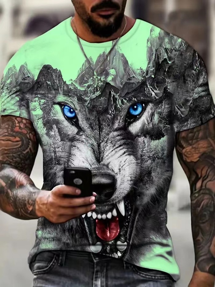 Men's Casual Round Neck Short Sleeve Printed  T Shirts