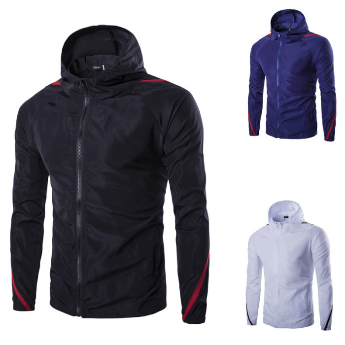 New Men's Hooded Sunscreen Patchwork Sports Outerwear