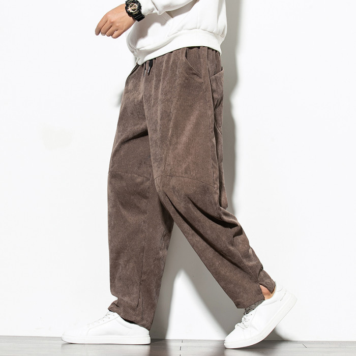 Men Corduroy Sweatpants Baggy Fashion Streetwear Loose Casual Harem Pants