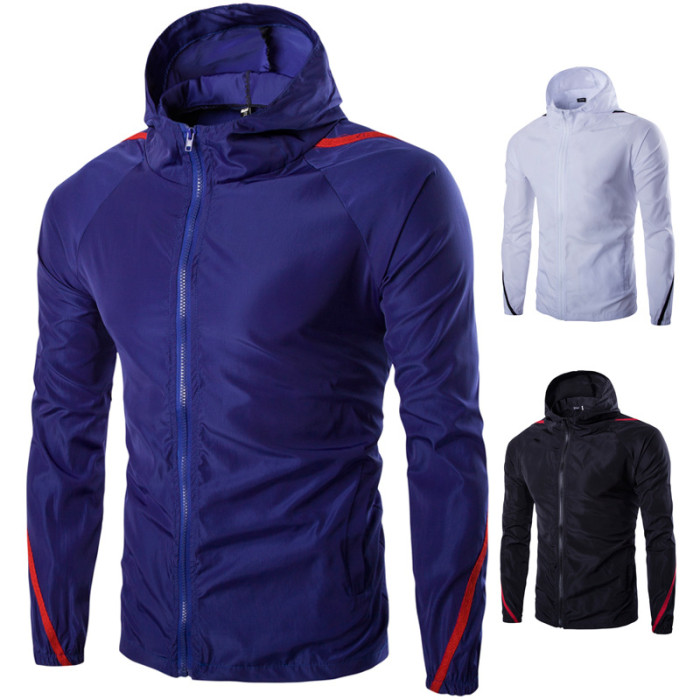 New Men's Hooded Sunscreen Patchwork Sports Outerwear