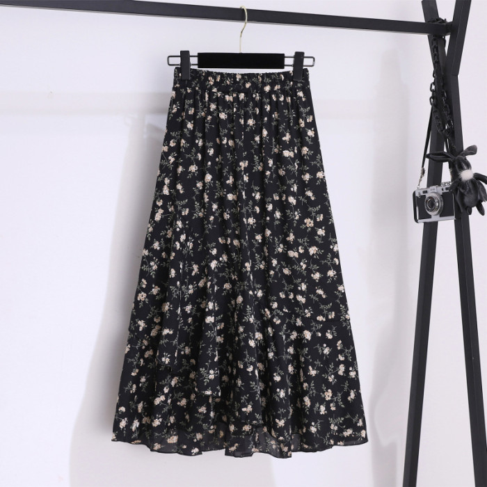 Women's Fashion Bohemian Ruffle Asymmetric High Waist Casual Skirt