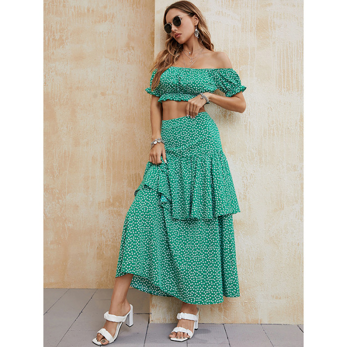 Women's Fashion Off Shoulder Summer Sexy Casual Two-piece Suit