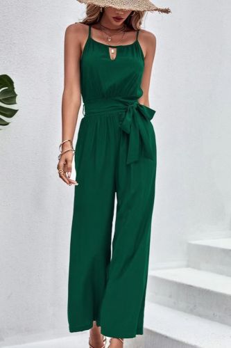 Women's V Neck Chic Fashion Sleeveless Solid Color Straight Jumpsuit