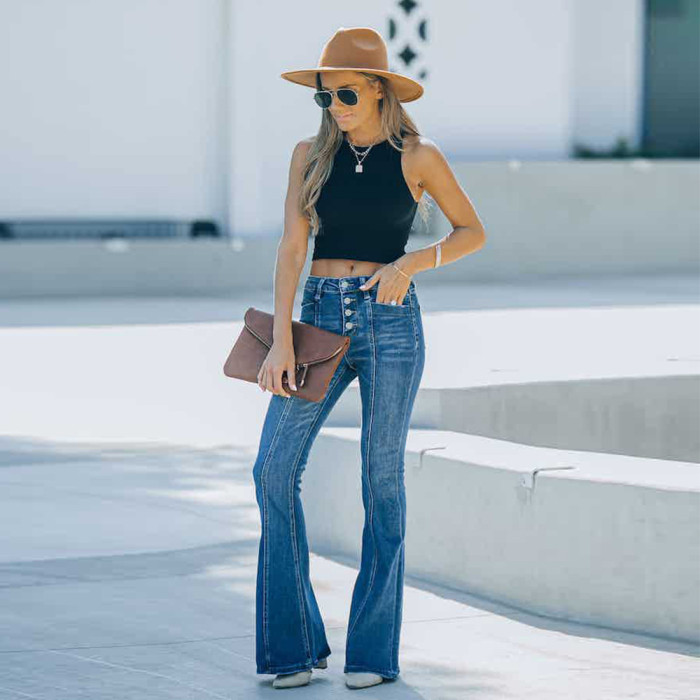 Women's Fashion Elastic Slim Stitching Jeans