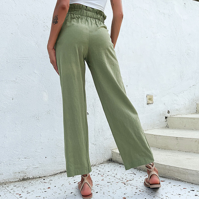Women's Solid Color Fashion Casual Cropped Straight Leg Pants
