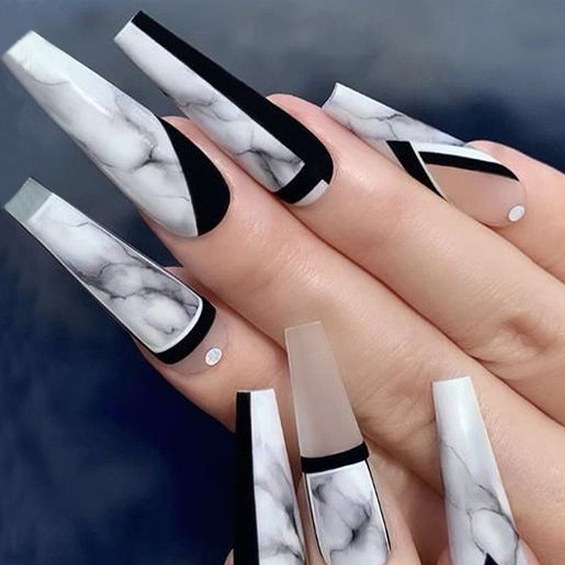 Black and White Gradient Wear European and American Nail