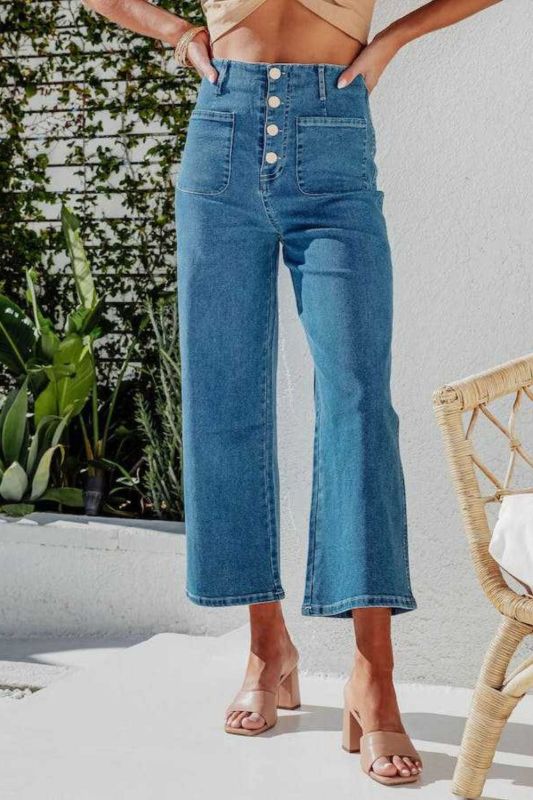 Women's Fashion Casual High Waist Wide Leg Jeans