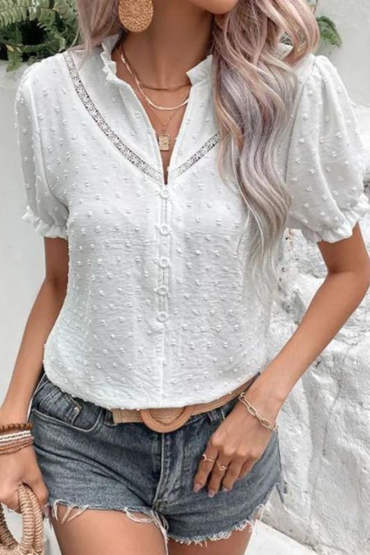 Women's Summer Fashion V Neck Loose Casual  Blouses & Shirts