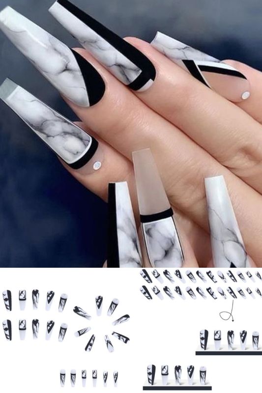 Black and White Gradient Wear European and American Nail