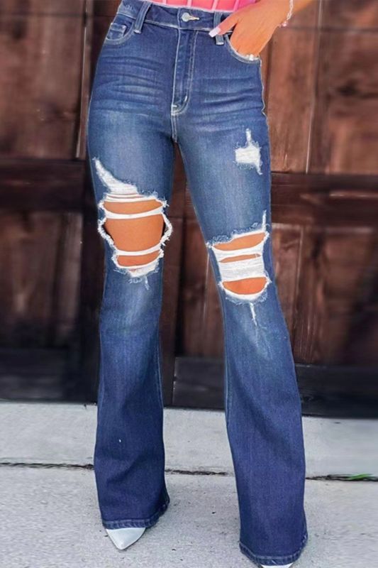 Women's Casual Fashion Sexy Ripped Jeans