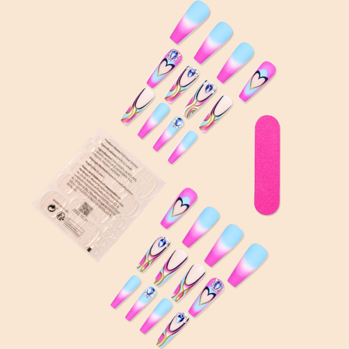 Love Gradient Sticker Drill Detachable Fashion Exquisite Wearable Nails