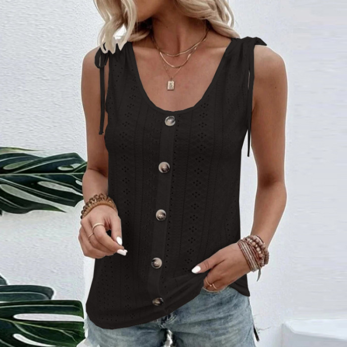 Women's Fashion Tank Top Sleeveless Casual Solid Color Oversized T-Shirt
