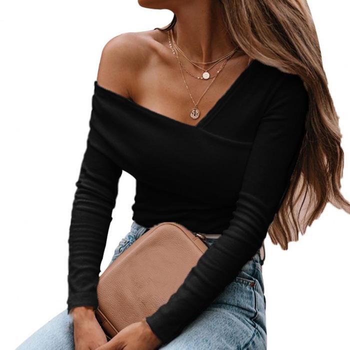 Women's Fitting Tops Skin-friendly Solid Color Long Sleeve Irregular Party  Blouses & Shirts