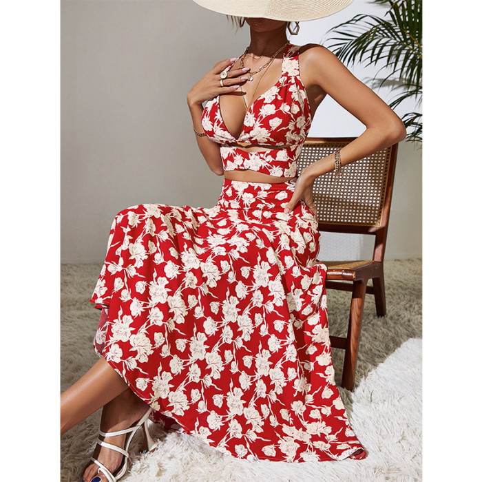 Fashion Summer High Waist Backless Solid Color Elegant  Maxi Dress