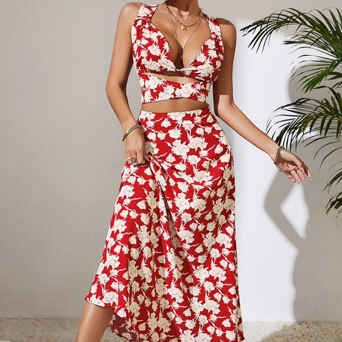 Fashion Summer High Waist Backless Solid Color Elegant  Maxi Dress