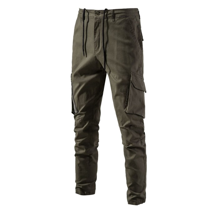 Mens Casual Breathable Solid Color  Cargo Pants