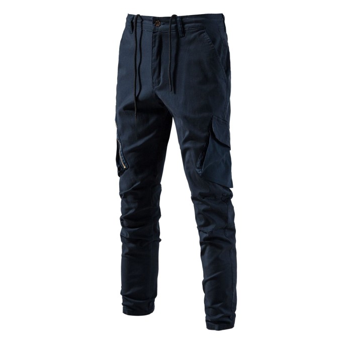 Mens Casual Breathable Solid Color  Cargo Pants