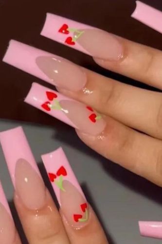 Fashion Pink Sexy Ballet Love Cherry Wear Long Nails