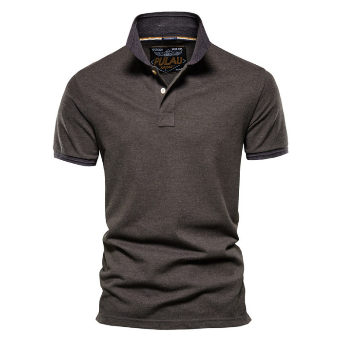 Men's Solid Color Lapel Cotton Breathable Business Casual Sports T-Shirt