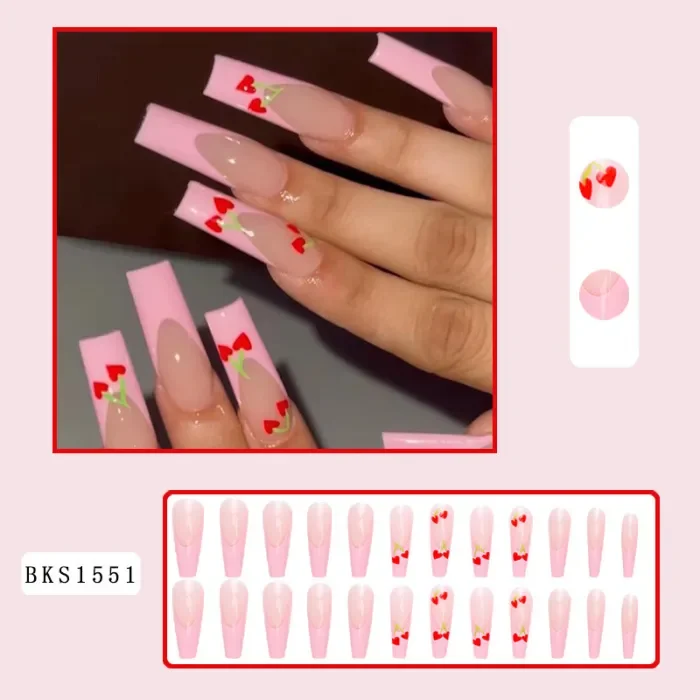 Fashion Pink Sexy Ballet Love Cherry Wear Long Nails
