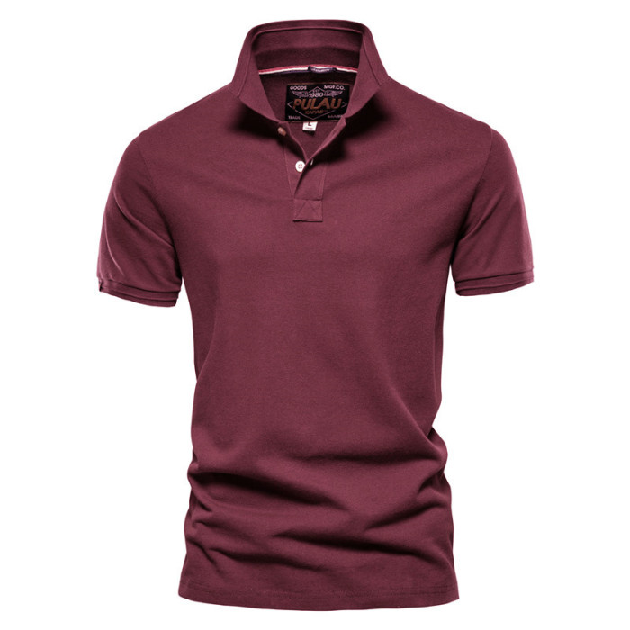 Men's Solid Color Lapel Cotton Breathable Business Casual Sports T-Shirt